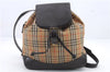 Authentic BURBERRY Vintage Nova Check Canvas Leather Backpack Brown Beige 0558D