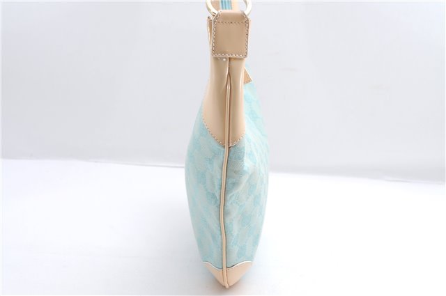 Authentic GUCCI Shoulder Hand Bag GG Canvas Leather 0014158 Light Blue 0558E