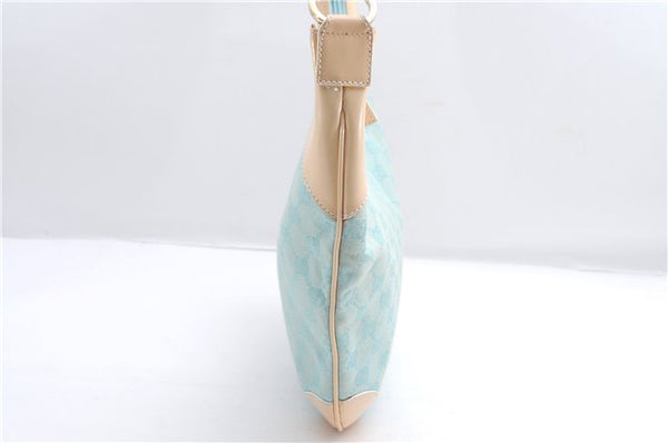 Authentic GUCCI Shoulder Hand Bag GG Canvas Leather 0014158 Light Blue 0558E