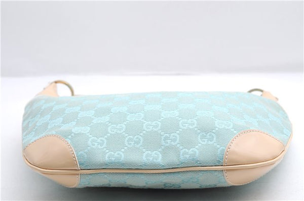 Authentic GUCCI Shoulder Hand Bag GG Canvas Leather 0014158 Light Blue 0558E