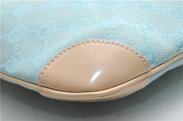 Authentic GUCCI Shoulder Hand Bag GG Canvas Leather 0014158 Light Blue 0558E