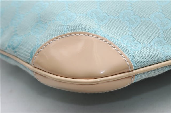 Authentic GUCCI Shoulder Hand Bag GG Canvas Leather 0014158 Light Blue 0558E