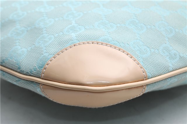 Authentic GUCCI Shoulder Hand Bag GG Canvas Leather 0014158 Light Blue 0558E
