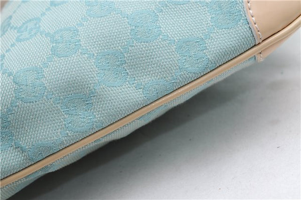 Authentic GUCCI Shoulder Hand Bag GG Canvas Leather 0014158 Light Blue 0558E