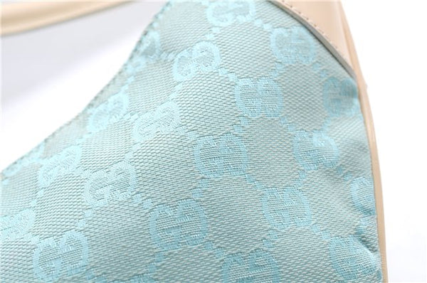 Authentic GUCCI Shoulder Hand Bag GG Canvas Leather 0014158 Light Blue 0558E