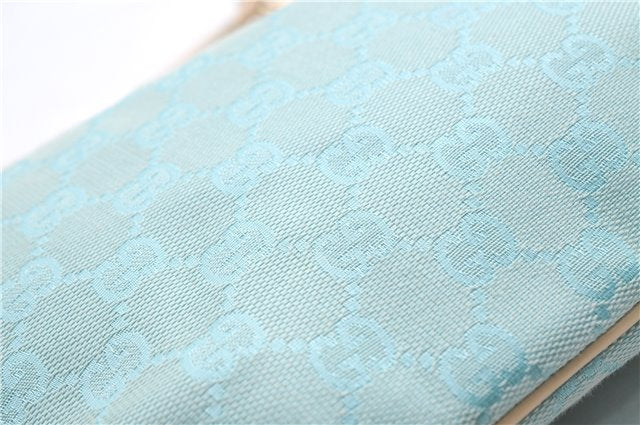Authentic GUCCI Shoulder Hand Bag GG Canvas Leather 0014158 Light Blue 0558E