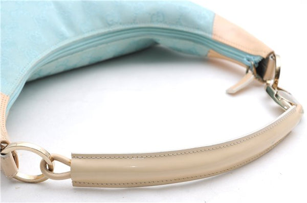 Authentic GUCCI Shoulder Hand Bag GG Canvas Leather 0014158 Light Blue 0559E