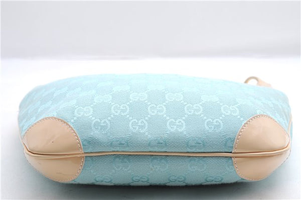 Authentic GUCCI Shoulder Hand Bag GG Canvas Leather 0014158 Light Blue 0559E