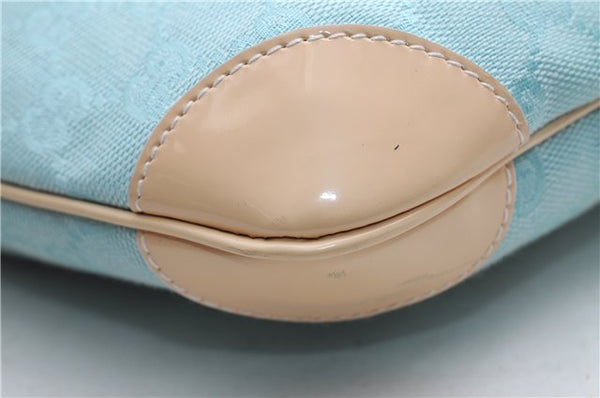Authentic GUCCI Shoulder Hand Bag GG Canvas Leather 0014158 Light Blue 0559E