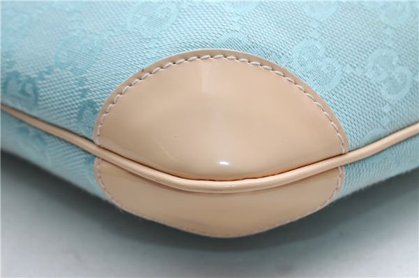 Authentic GUCCI Shoulder Hand Bag GG Canvas Leather 0014158 Light Blue 0559E