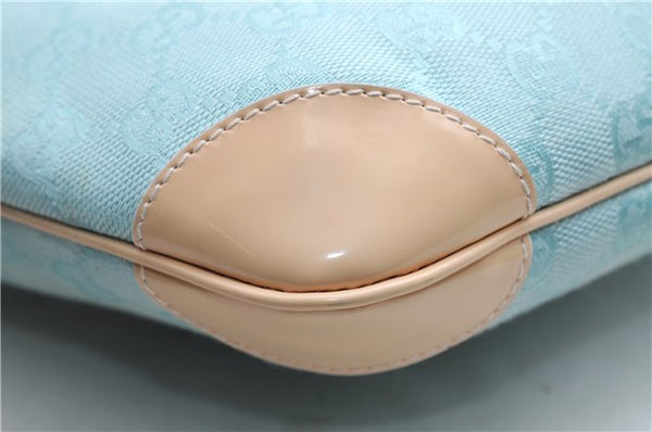 Authentic GUCCI Shoulder Hand Bag GG Canvas Leather 0014158 Light Blue 0559E