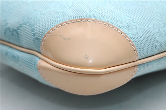Authentic GUCCI Shoulder Hand Bag GG Canvas Leather 0014158 Light Blue 0559E
