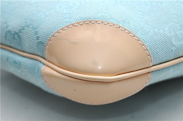 Authentic GUCCI Shoulder Hand Bag GG Canvas Leather 0014158 Light Blue 0559E