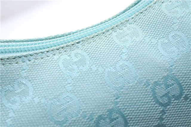 Authentic GUCCI Shoulder Hand Bag GG Canvas Leather 0014158 Light Blue 0559E
