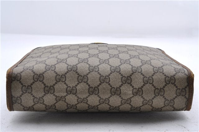 Authentic GUCCI Clutch Hand Bag Purse GG PVC Leather Brown 0560D