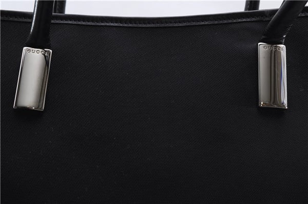 Authentic GUCCI Vintage Shoulder Tote Bag Nylon Leather Black 0562E