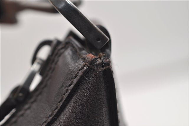 Authentic GUCCI Vintage Bamboo Shoulder Bag Purse Leather 0000531 Brown 0566E