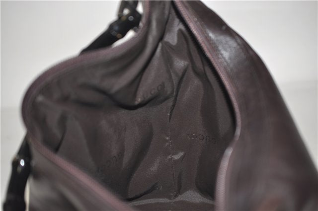 Authentic GUCCI Vintage Bamboo Shoulder Bag Purse Leather 0000531 Brown 0566E