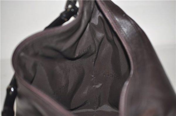 Authentic GUCCI Vintage Bamboo Shoulder Bag Purse Leather 0000531 Brown 0566E