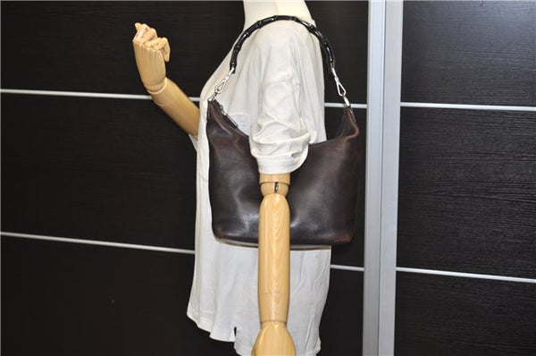 Authentic GUCCI Vintage Bamboo Shoulder Bag Purse Leather 0000531 Brown 0566E