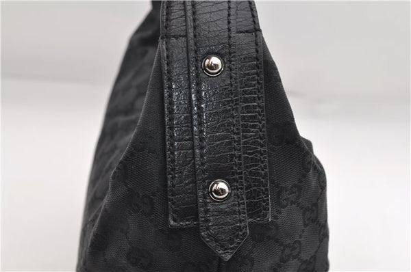 Authentic GUCCI Vintage Shoulder Hand Bag GG Canvas Leather 115867 Black 0567E