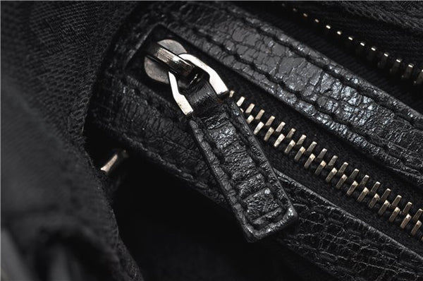 Authentic GUCCI Vintage Shoulder Hand Bag GG Canvas Leather 115867 Black 0567E