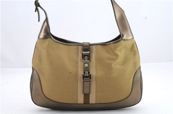 Authentic GUCCI Jackie Shoulder Hand Bag Canvas Leather 0013306 Gold 0573D