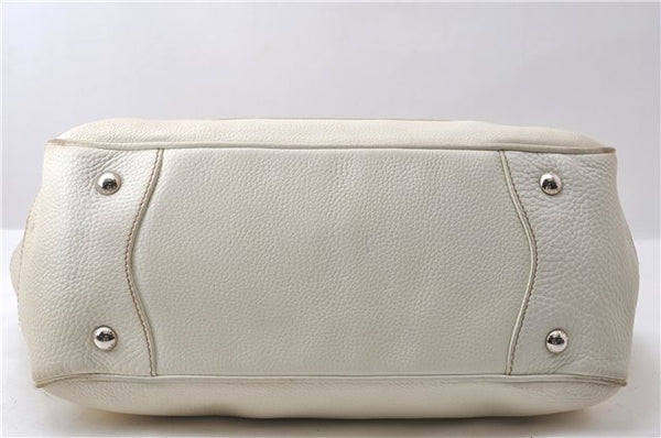 Authentic PRADA VIT DAINO Leather Shoulder Hand Bag B3601 Ivory 0574D