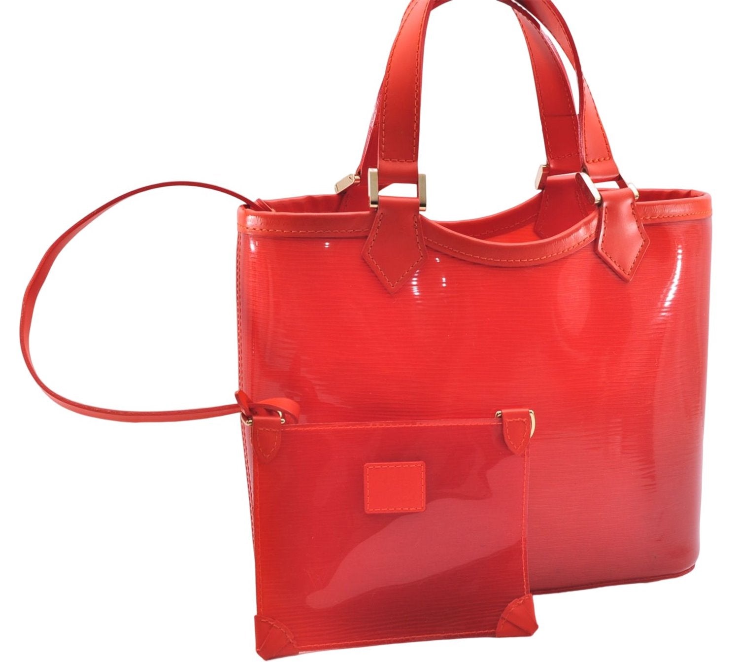 Authentic Louis Vuitton Epi Plage Mini Lagoon Bay Tote Bag M92262 Orange 0581E