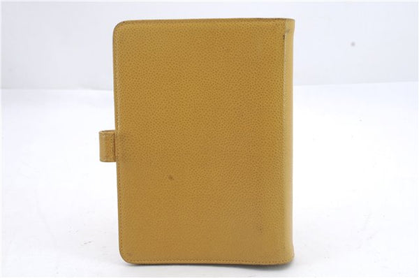 Authentic CHANEL Caviar Skin Organizer Notebook Cover Yellow 0582D