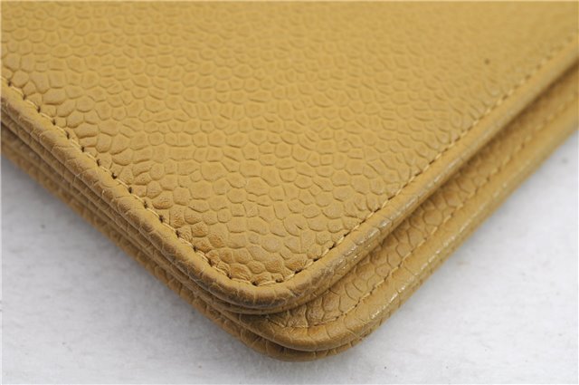 Authentic CHANEL Caviar Skin Organizer Notebook Cover Yellow 0582D