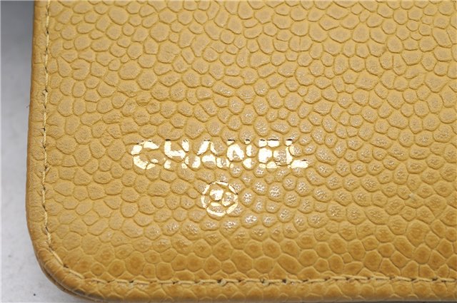 Authentic CHANEL Caviar Skin Organizer Notebook Cover Yellow 0582D