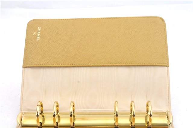 Authentic CHANEL Caviar Skin Organizer Notebook Cover Yellow 0582D