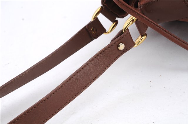 Authentic Burberrys Vintage Leather Shoulder Cross Body Bag Purse Brown 0588D