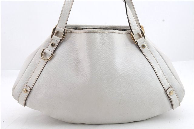 Authentic GUCCI Abbey Shoulder Tote Bag Purse Leather 130736 White 0589D