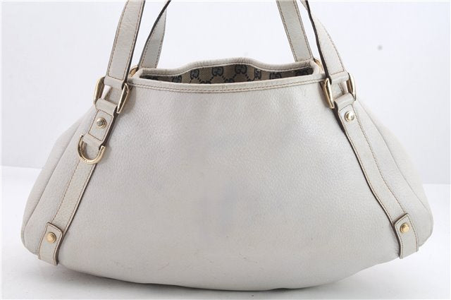 Authentic GUCCI Abbey Shoulder Tote Bag Purse Leather 130736 White 0589D