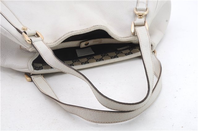 Authentic GUCCI Abbey Shoulder Tote Bag Purse Leather 130736 White 0589D