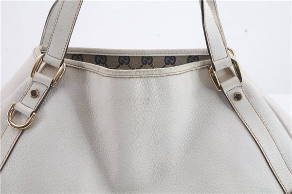 Authentic GUCCI Abbey Shoulder Tote Bag Purse Leather 130736 White 0589D