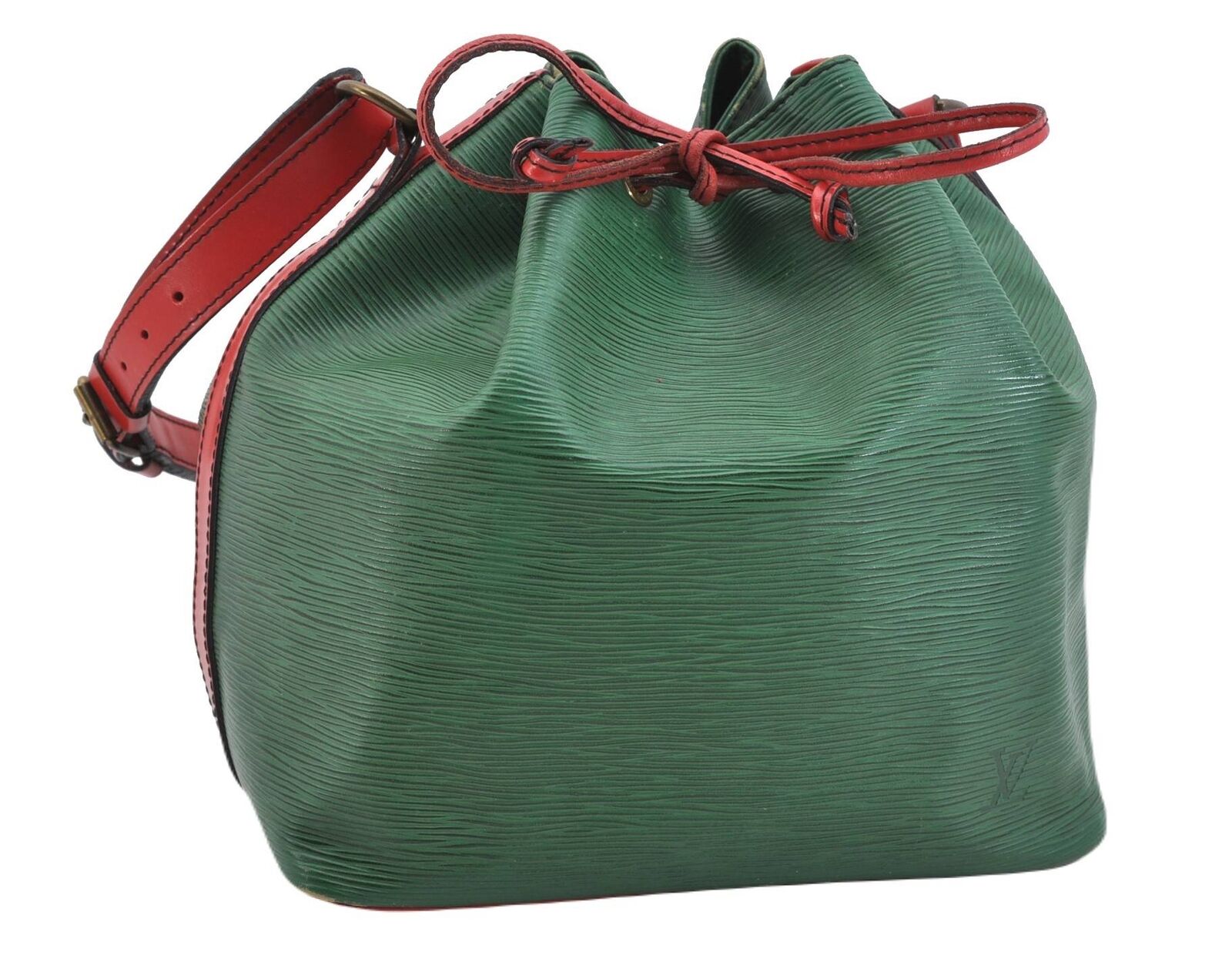 Auth LOUIS VUITTON Epi Petit Noe Bi-color Green x Red M44147 Shoulder Bag 0593B