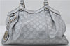 Authentic GUCCI Guccissima Sukey Tote Bag GG Leather 211944 Silver 0595F