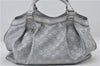 Authentic GUCCI Guccissima Sukey Tote Bag GG Leather 211944 Silver 0595F