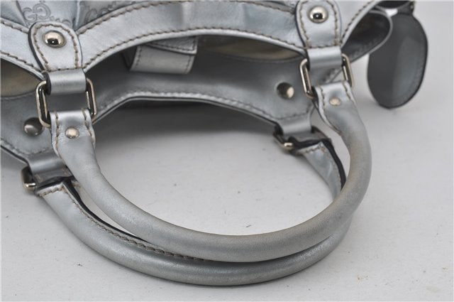 Authentic GUCCI Guccissima Sukey Tote Bag GG Leather 211944 Silver 0595F