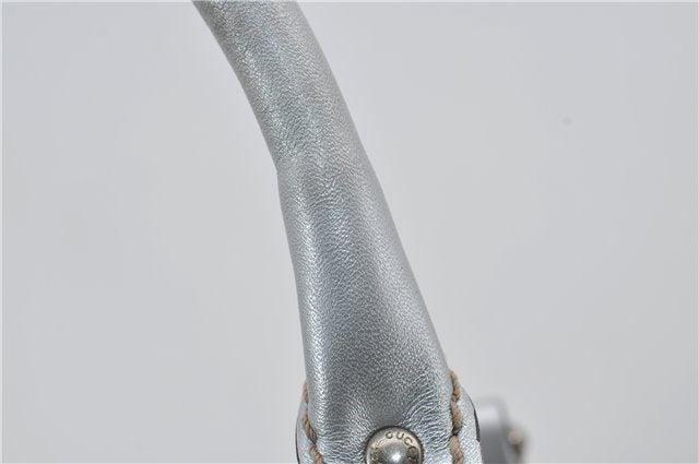 Authentic GUCCI Guccissima Sukey Tote Bag GG Leather 211944 Silver 0595F