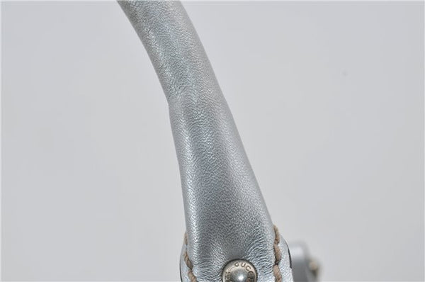 Authentic GUCCI Guccissima Sukey Tote Bag GG Leather 211944 Silver 0595F