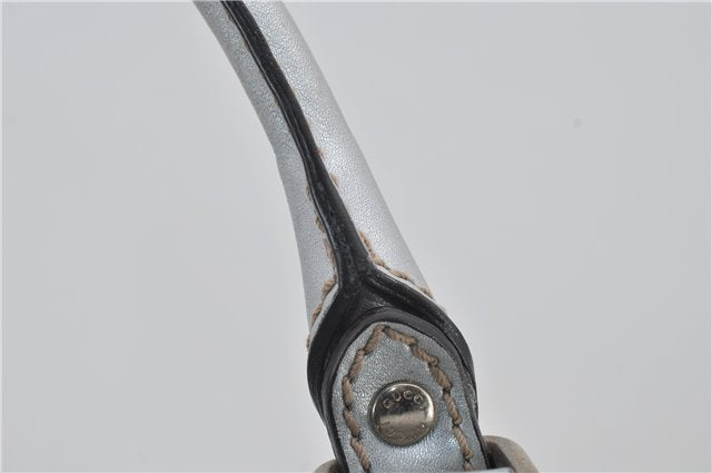 Authentic GUCCI Guccissima Sukey Tote Bag GG Leather 211944 Silver 0595F