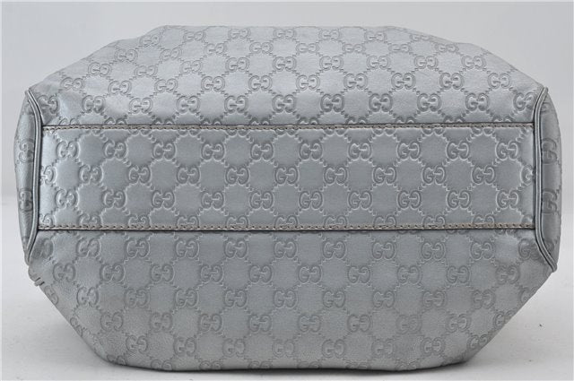 Authentic GUCCI Guccissima Sukey Tote Bag GG Leather 211944 Silver 0595F