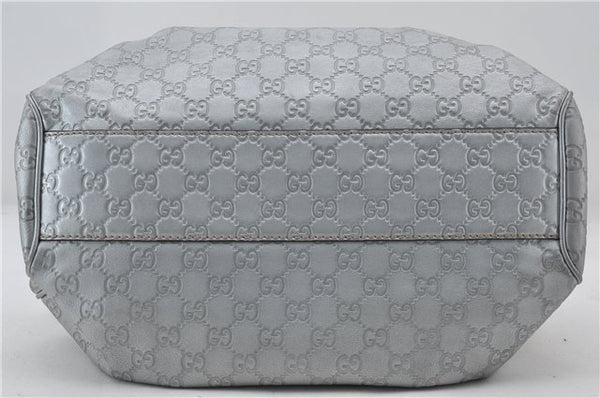 Authentic GUCCI Guccissima Sukey Tote Bag GG Leather 211944 Silver 0595F