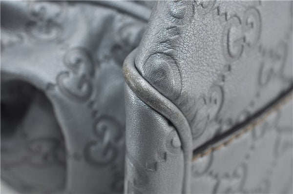 Authentic GUCCI Guccissima Sukey Tote Bag GG Leather 211944 Silver 0595F