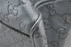 Authentic GUCCI Guccissima Sukey Tote Bag GG Leather 211944 Silver 0595F