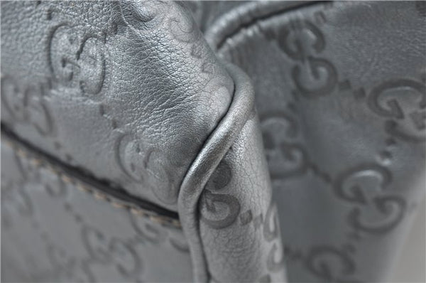 Authentic GUCCI Guccissima Sukey Tote Bag GG Leather 211944 Silver 0595F
